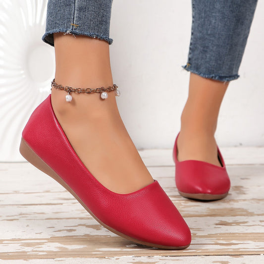 European And American Large Size Flat Bottom Fashion Pointed Toe Shallow Mouth Slope Casual Shoes